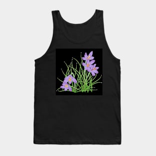 Crocus Flowers on Black Tank Top